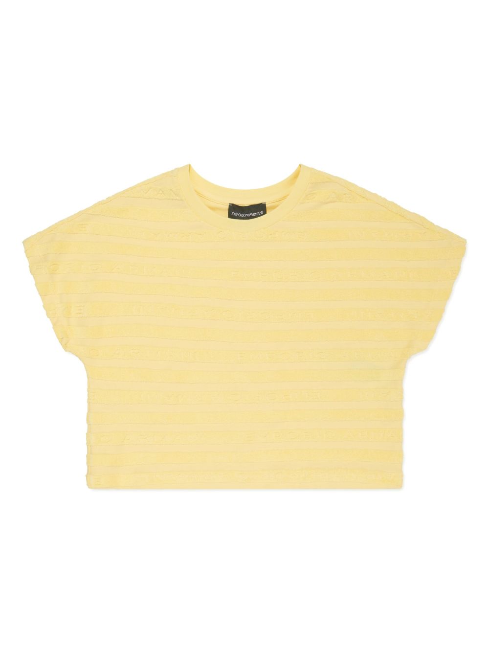Emporio Armani Kids logo压纹条纹T恤 - 黄色