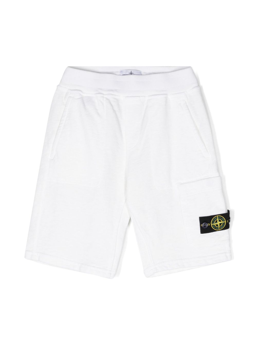 Stone Island Junior Compass 徽章棉运动短裤 - 白色