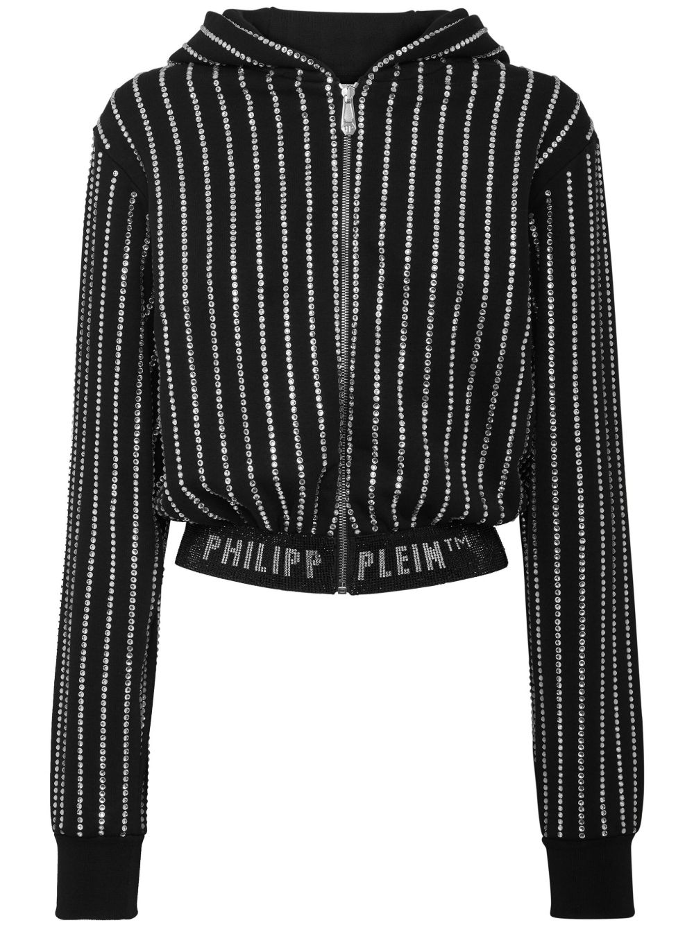 Philipp Plein 晶饰拉链连帽衫 - 黑色