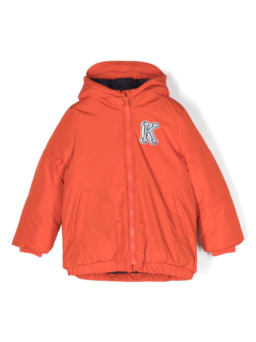 Kenzo Kids logo印花连帽夹克 - 橘色