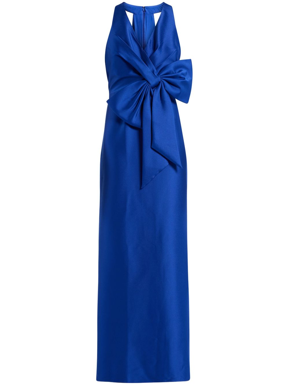 Badgley Mischka 挂脖领蝴蝶结细节礼服 - 蓝色