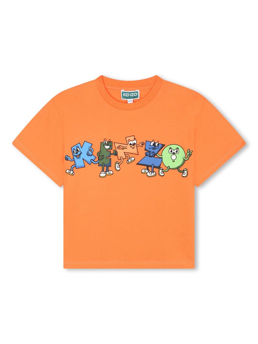 Kenzo Kids logo印花棉T恤 - 橘色