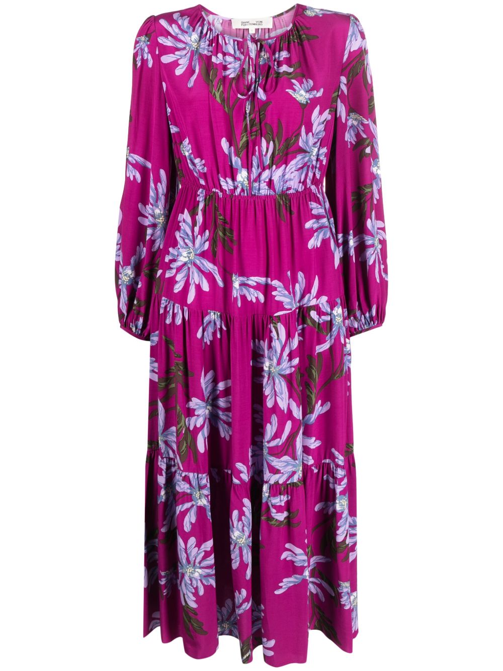 DVF Diane von Furstenberg Dominique 花卉印花中长连衣裙 - 紫色