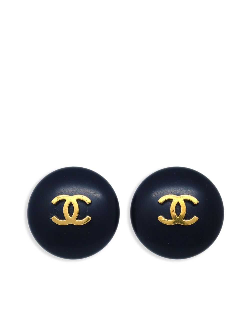 CHANEL Pre-Owned CC 纽扣夹扣式耳环（1995年典藏款） - 黑色