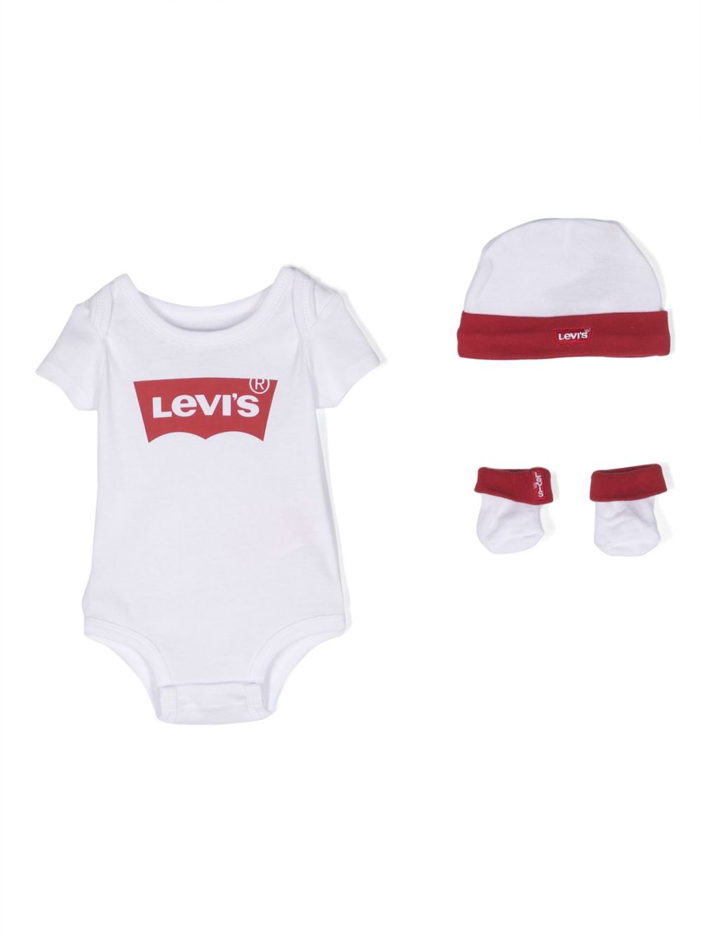 Levi's Kids logo印花棉连体衣套装 - 白色