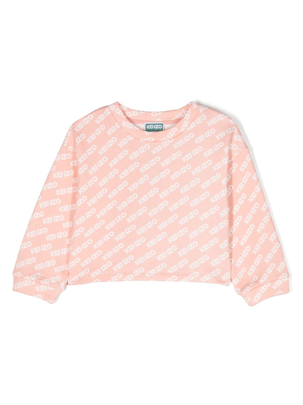 Kenzo Kids logo印花棉卫衣 - 粉色
