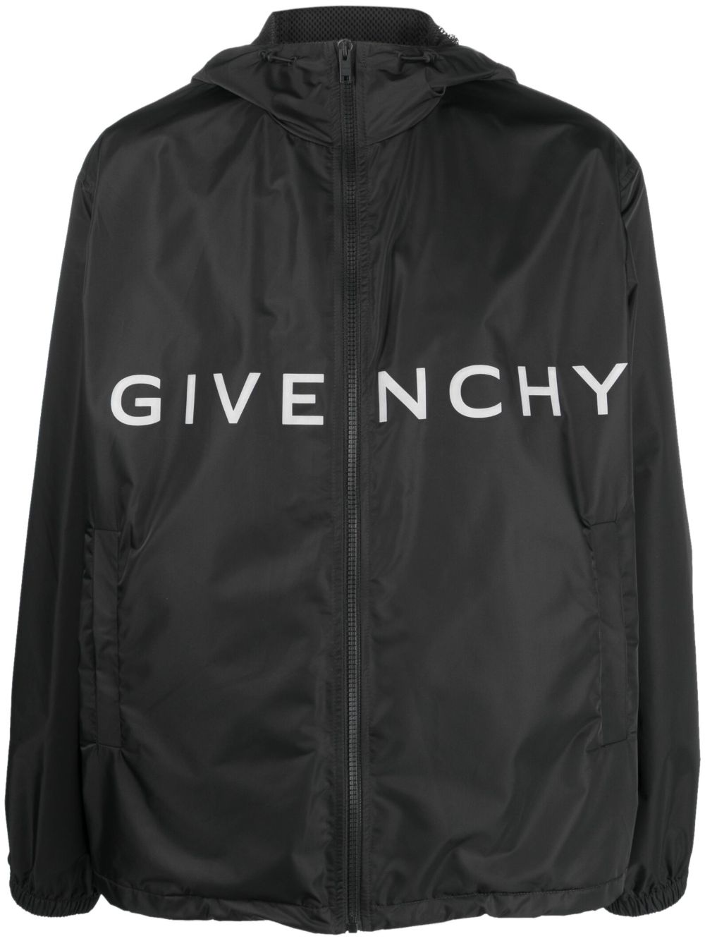 Givenchy logo印花轻薄连帽夹克 - 黑色