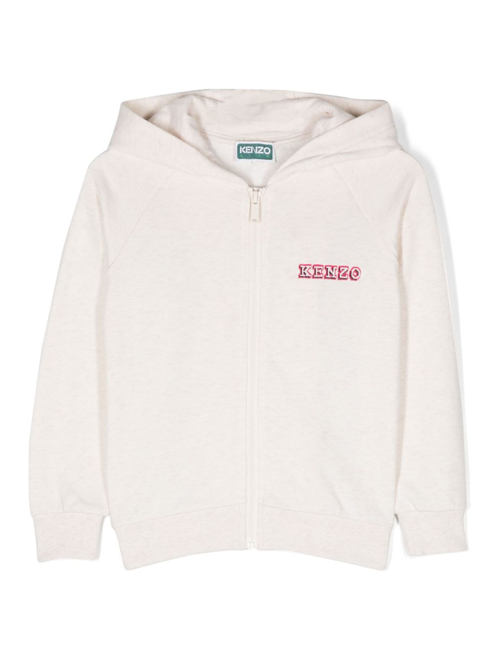 Kenzo Kids logo印花拉链棉开衫 - 中性色