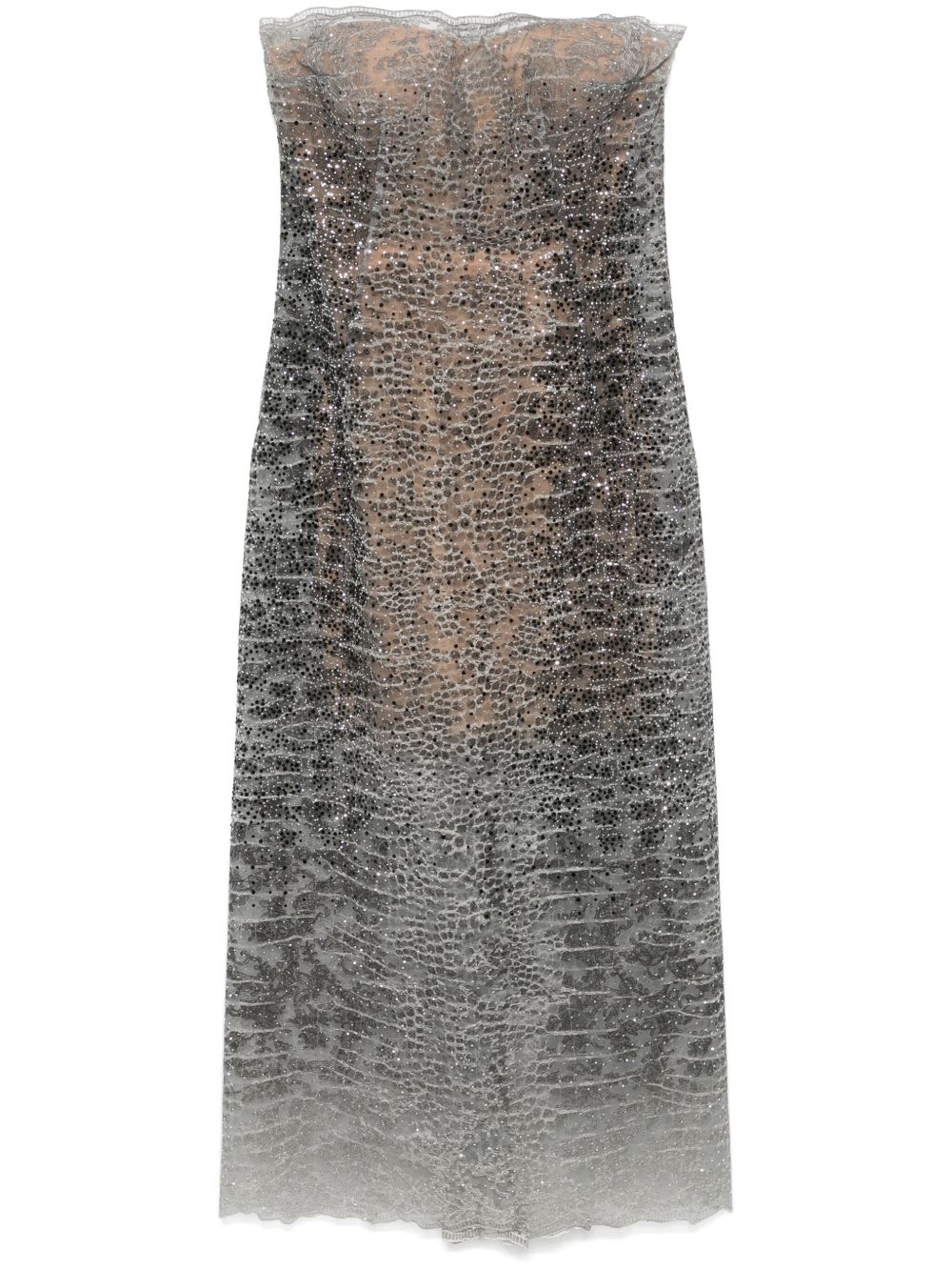 Ermanno Scervino 仿蛇皮连衣裙 - 灰色