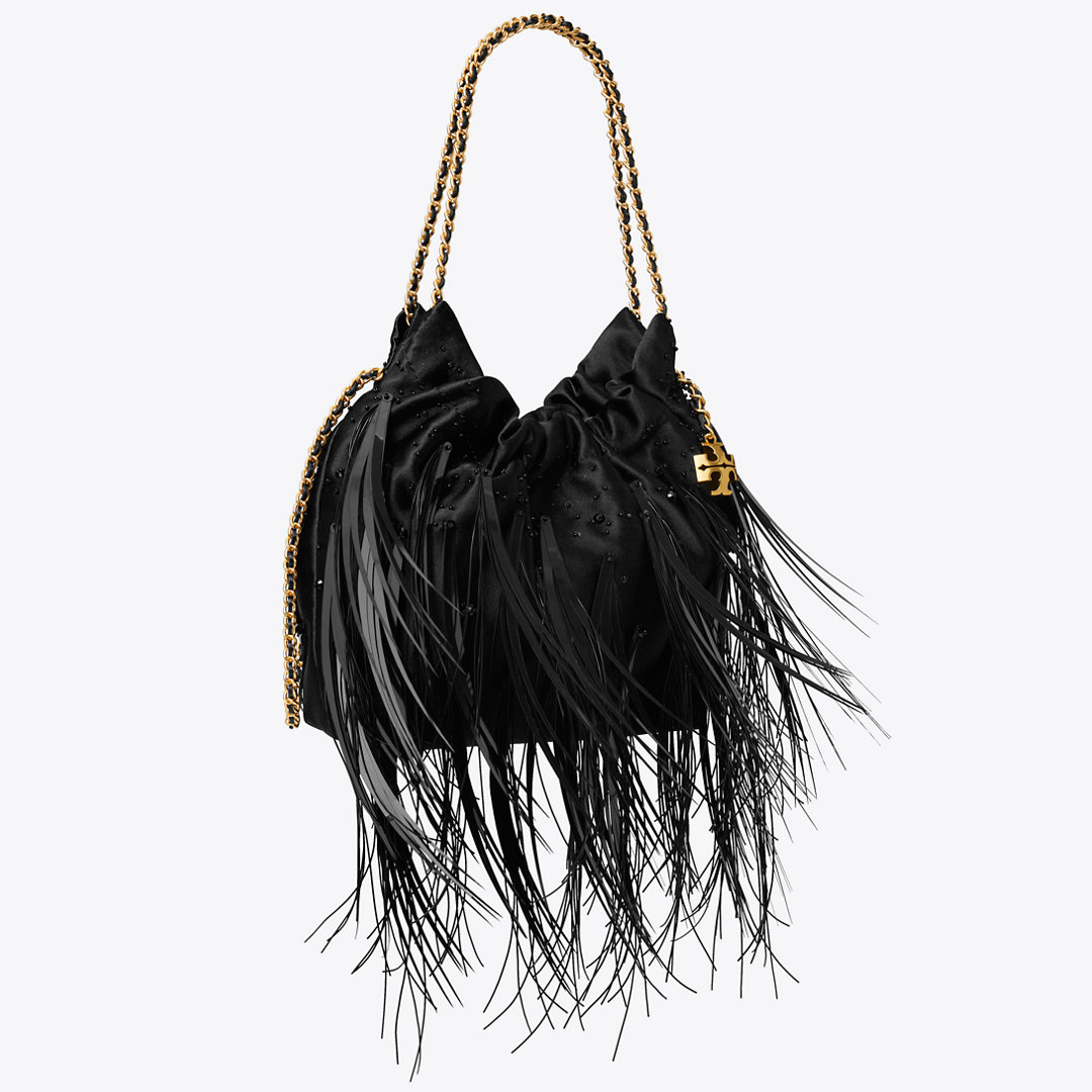 Tory Burch Mini Fleming Feather Hobo Bag