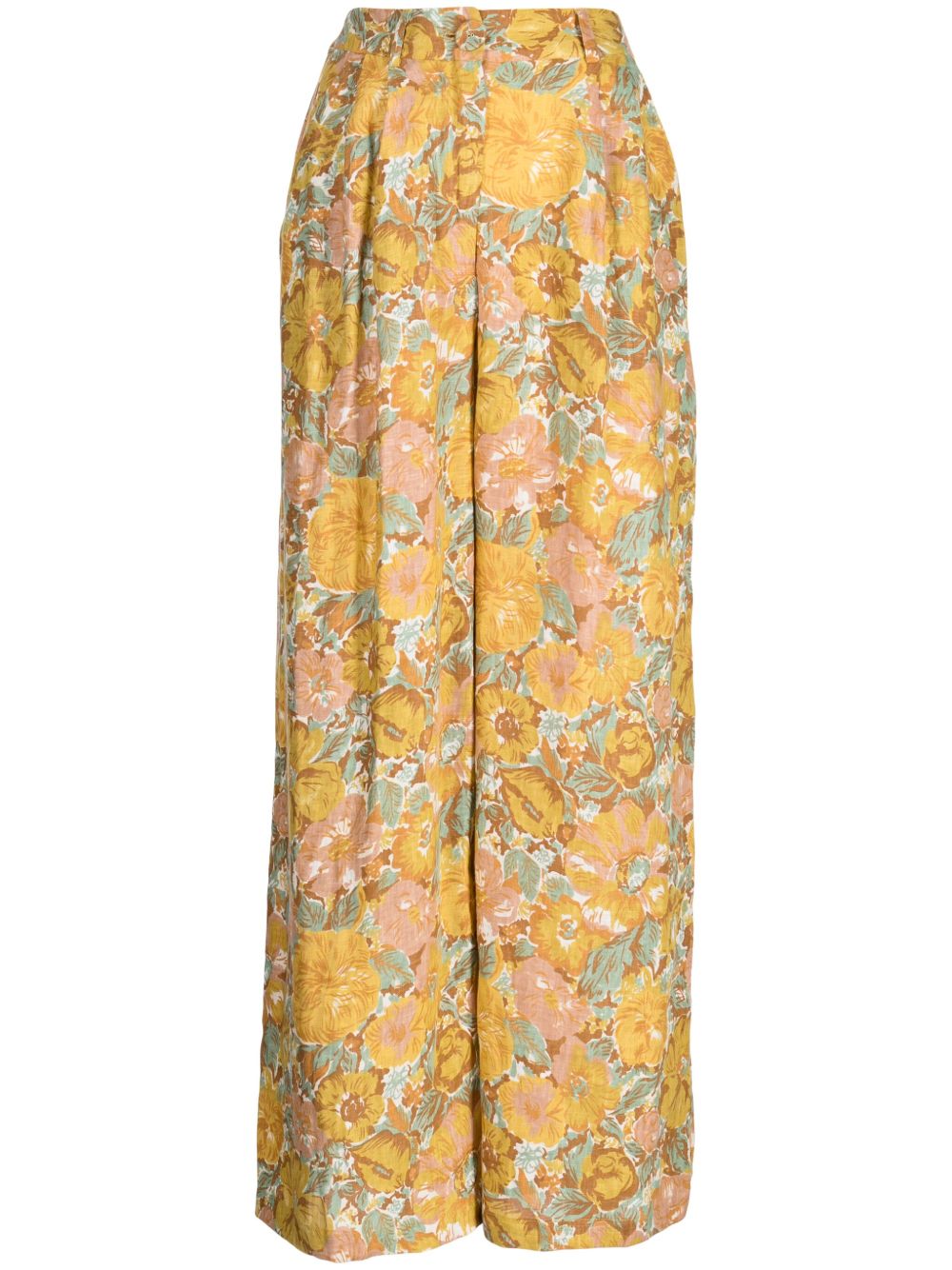 Faithfull the Brand Circa 花卉印花亚麻长裤 - 黄色