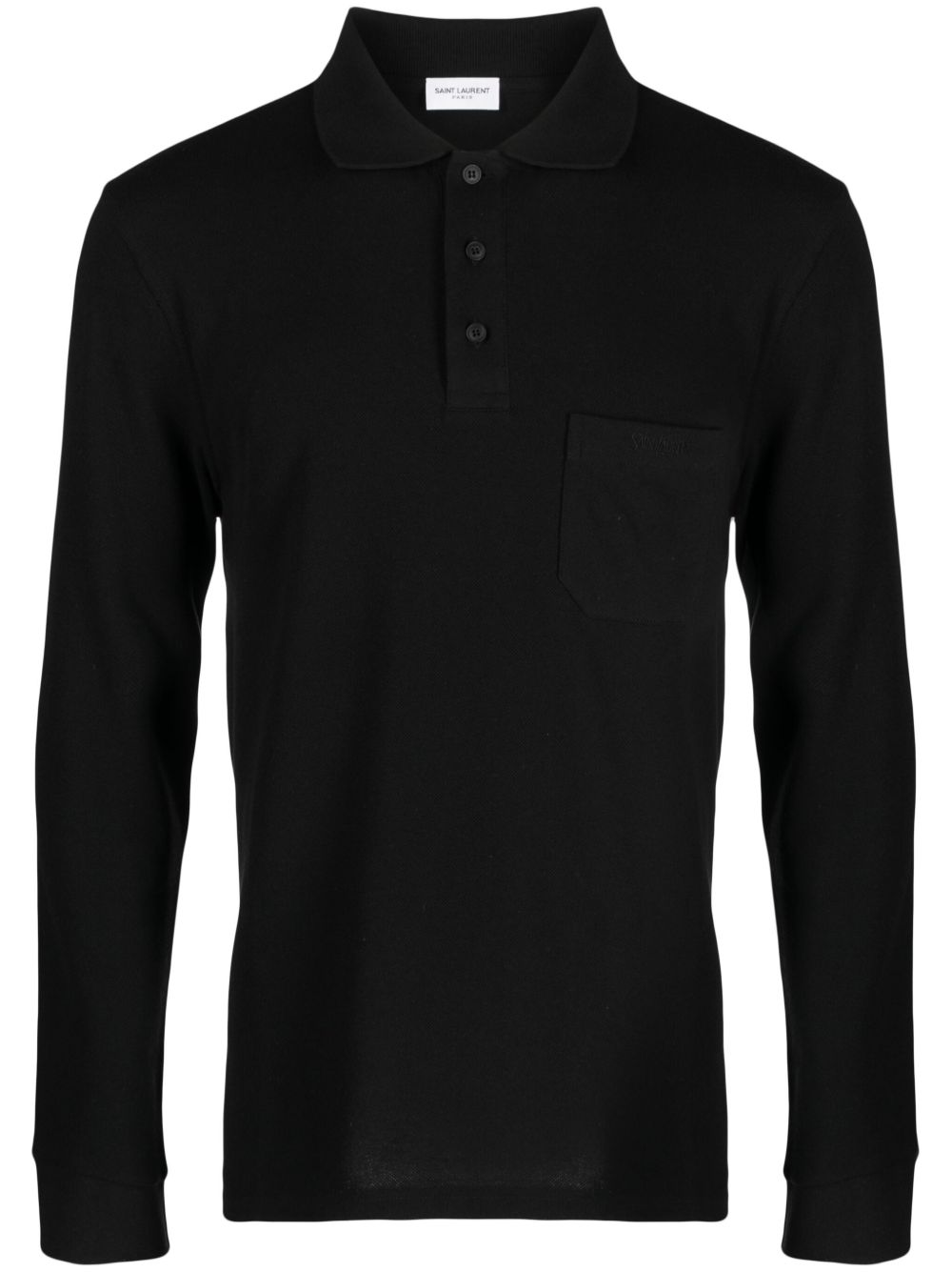 Saint Laurent logo刺绣polo衫 - 黑色