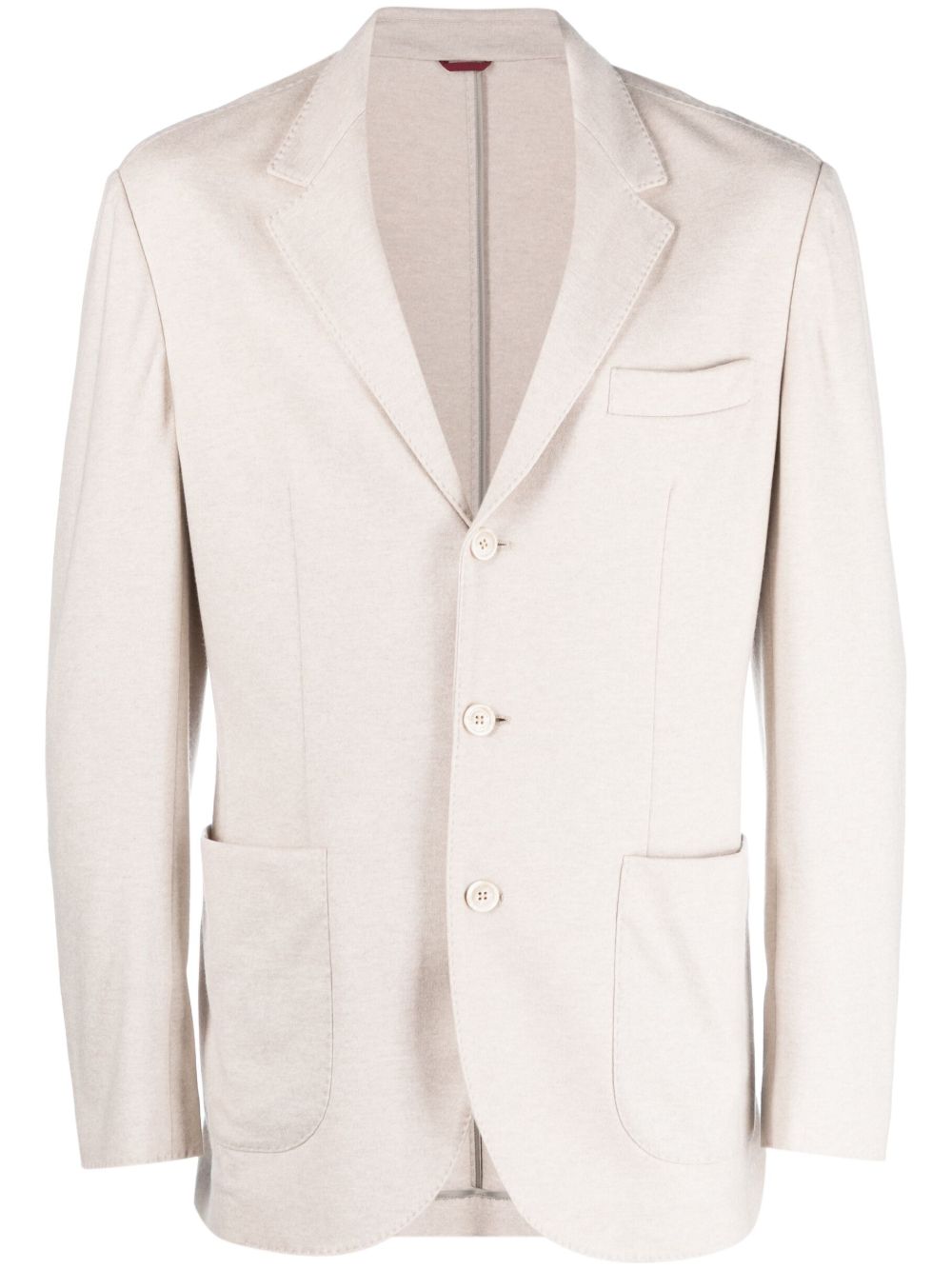 Brunello Cucinelli 单排扣羊绒平纹针织西装夹克 - 中性色