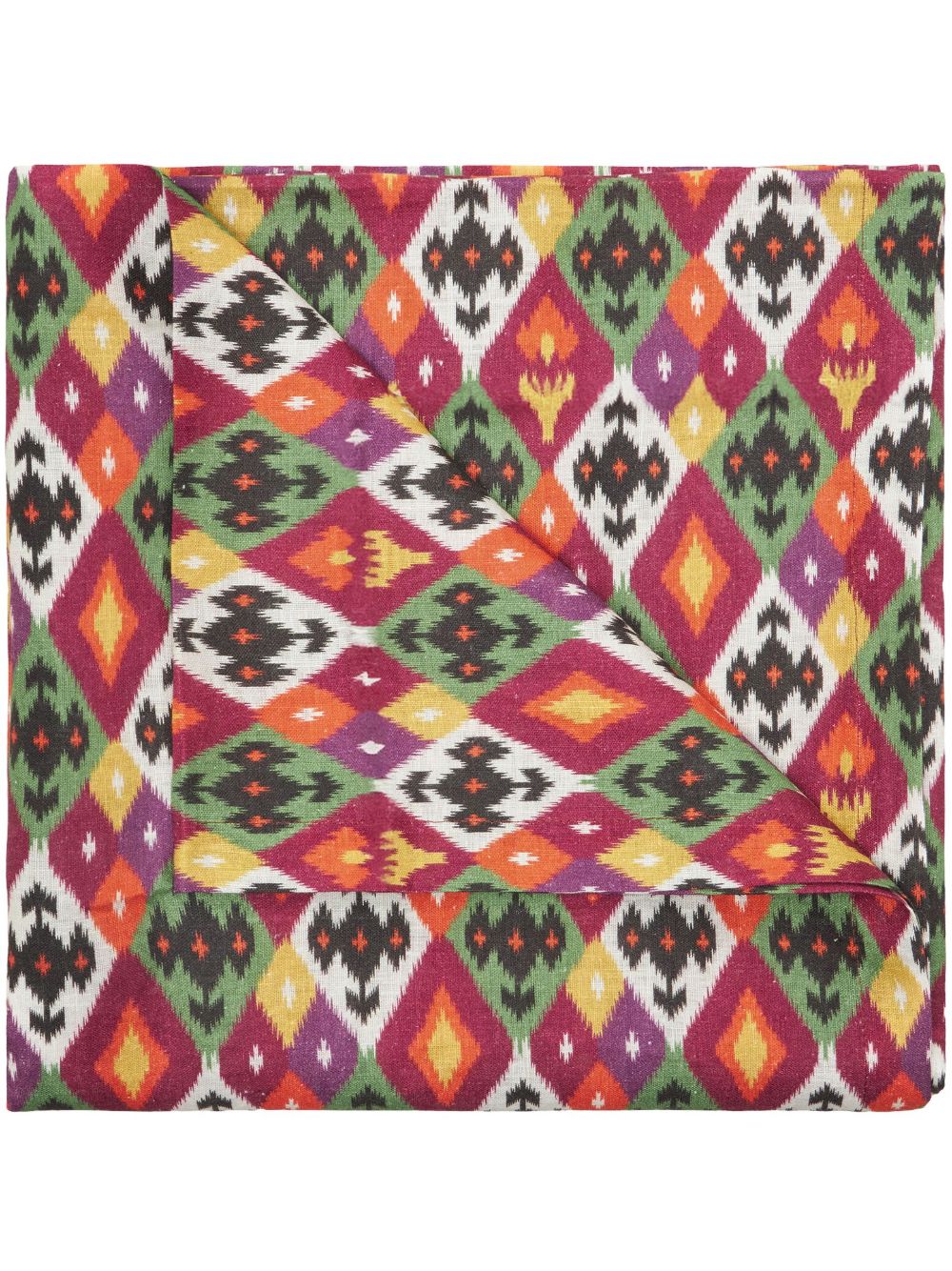 Cabana Diamond Ikat 亚麻桌布（320厘米 x 170厘米） - 红色
