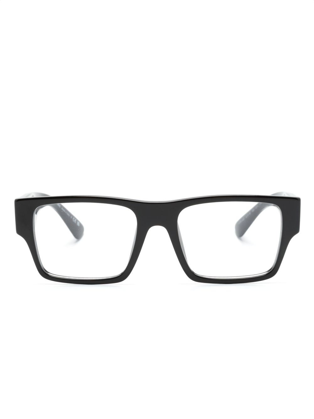 Prada Eyewear logo印花长方形镜框眼镜 - 黑色