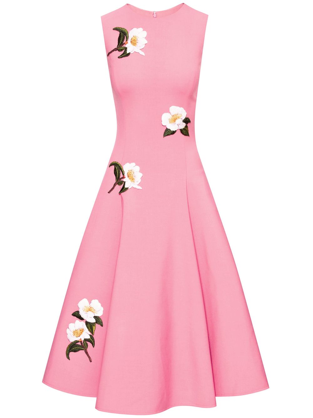 Oscar de la Renta Camellia 织线中长连衣裙 - 粉色