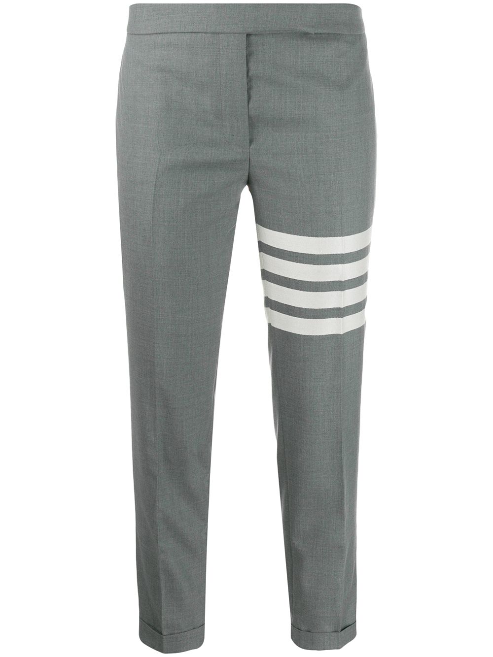 Thom Browne 平纹梭织四条纹紧身长裤 - 灰色