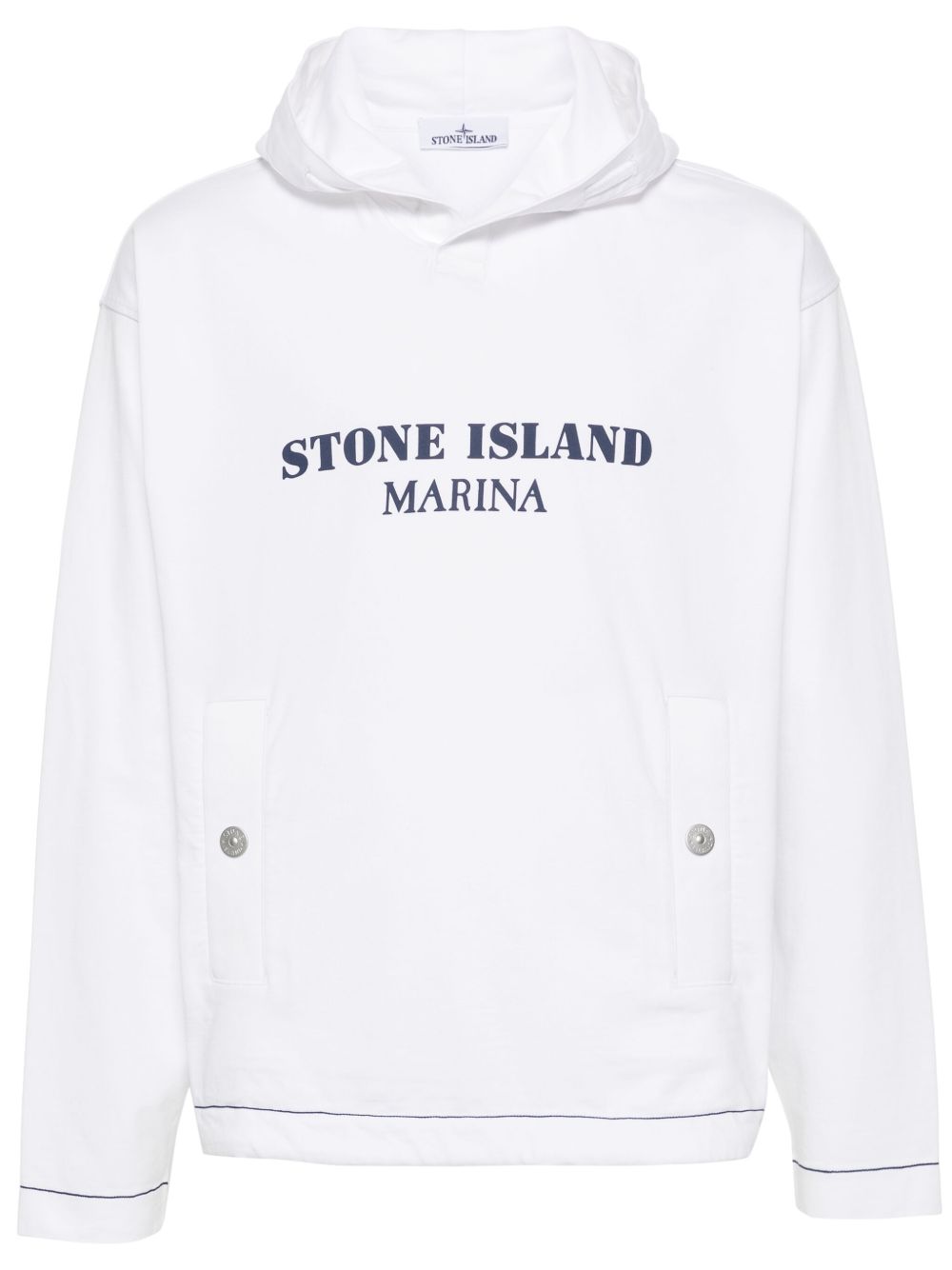 Stone Island logo印花棉连帽衫 - 白色