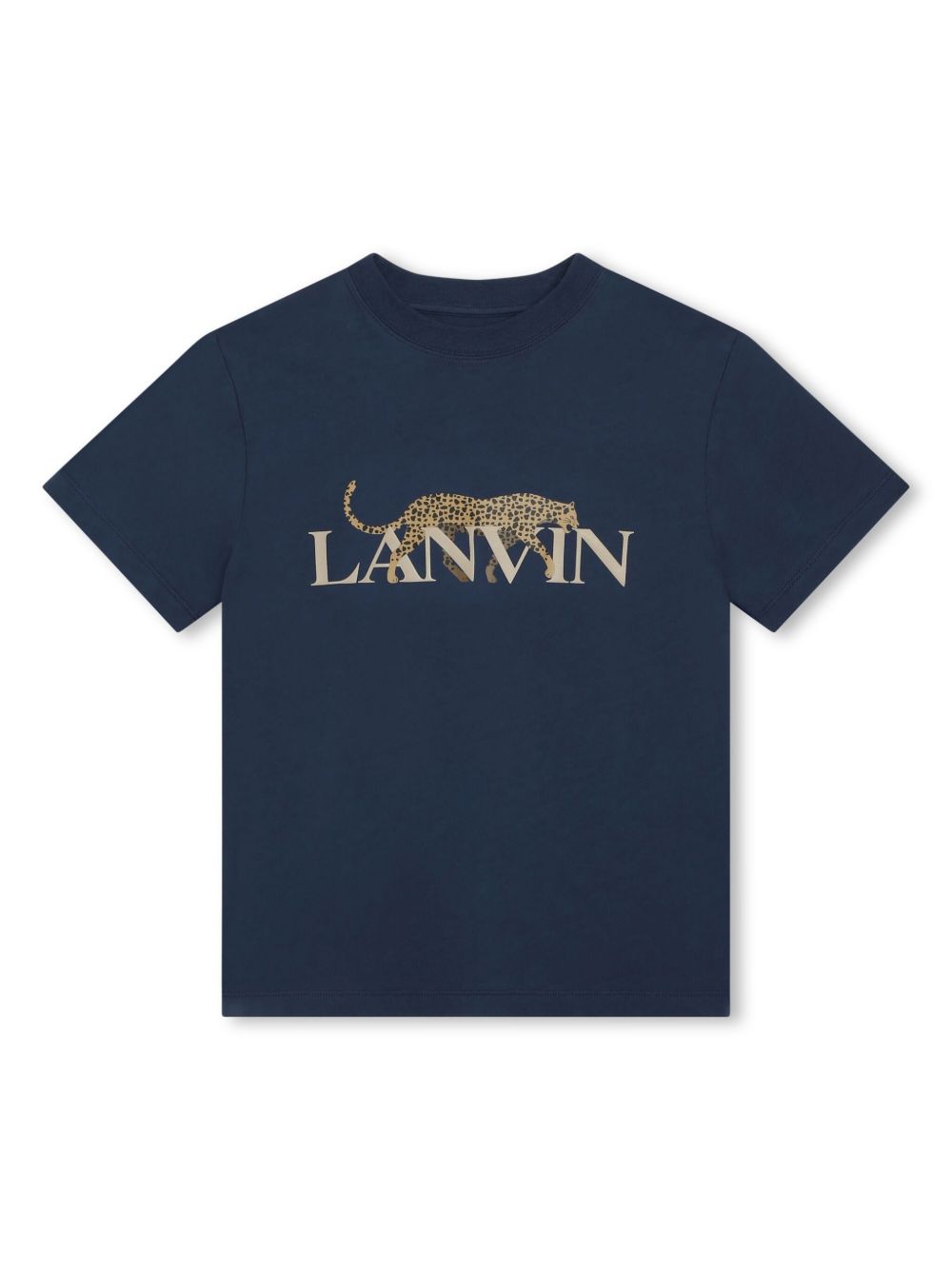 Lanvin Enfant 豹纹棉T恤 - 蓝色