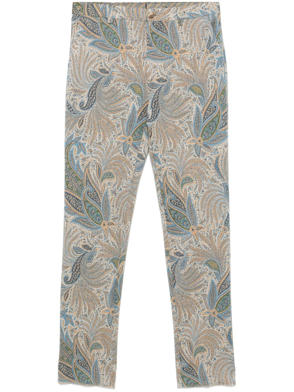 ETRO paisley-print tapered trousers - 蓝色