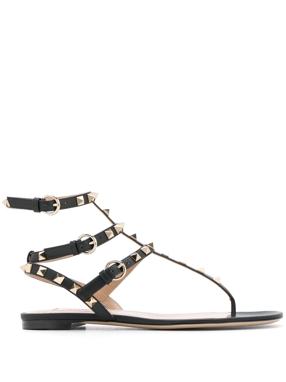 Valentino Garavani 华伦天奴 Rockstud 平底凉鞋 - 黑色