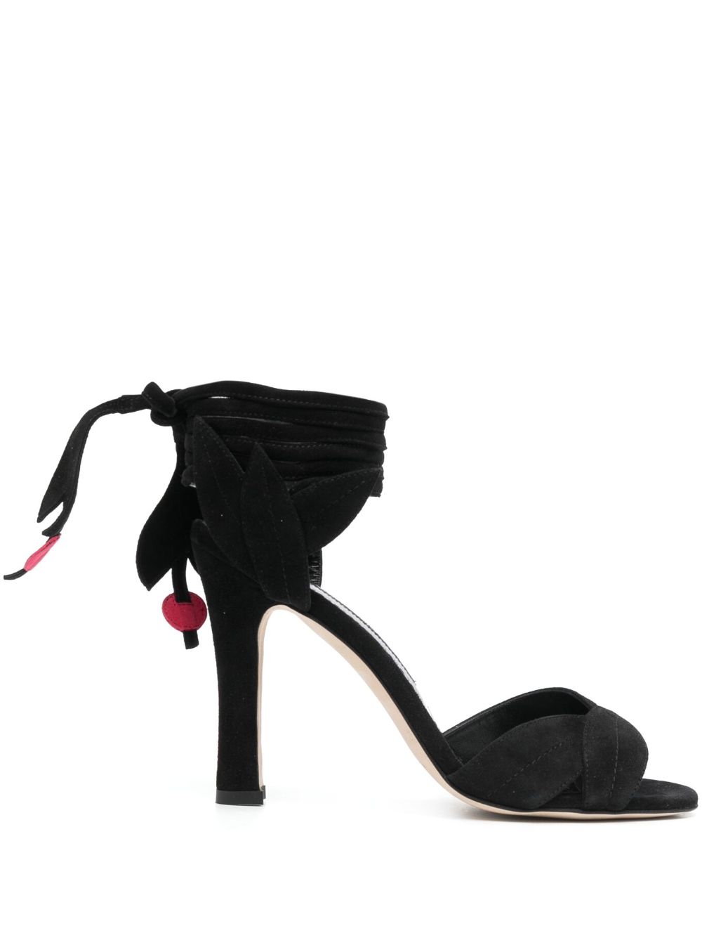 Manolo Blahnik Ossie 露趾绒面皮高跟凉鞋 - 黑色