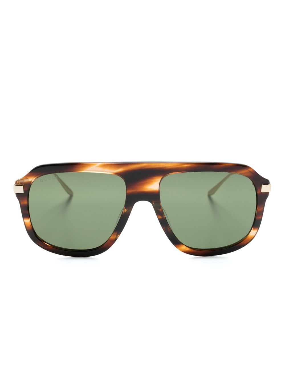 Gucci Eyewear 玳瑁纹效果飞行员镜框太阳眼镜 - 金色