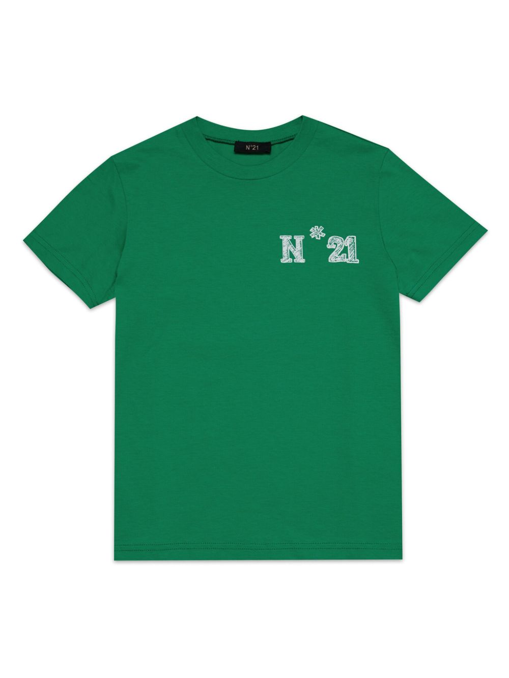 Nº21 Kids logo印花棉T恤 - 绿色