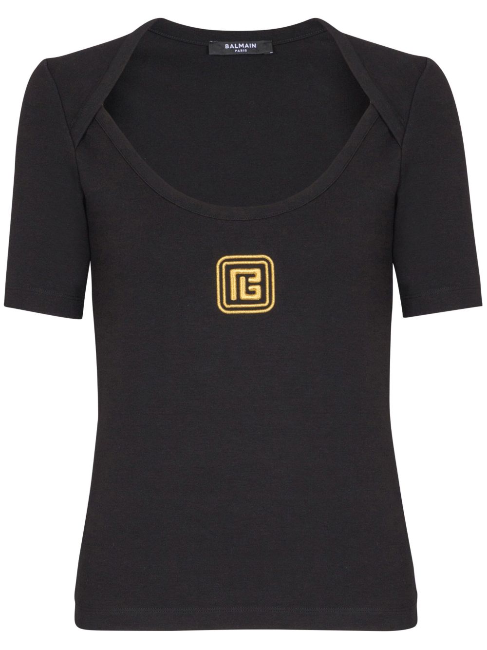 Balmain PB logo刺绣T恤 - 黑色