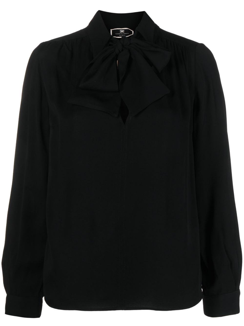 Elisabetta Franchi logo刺绣围巾领罩衫 - 黑色