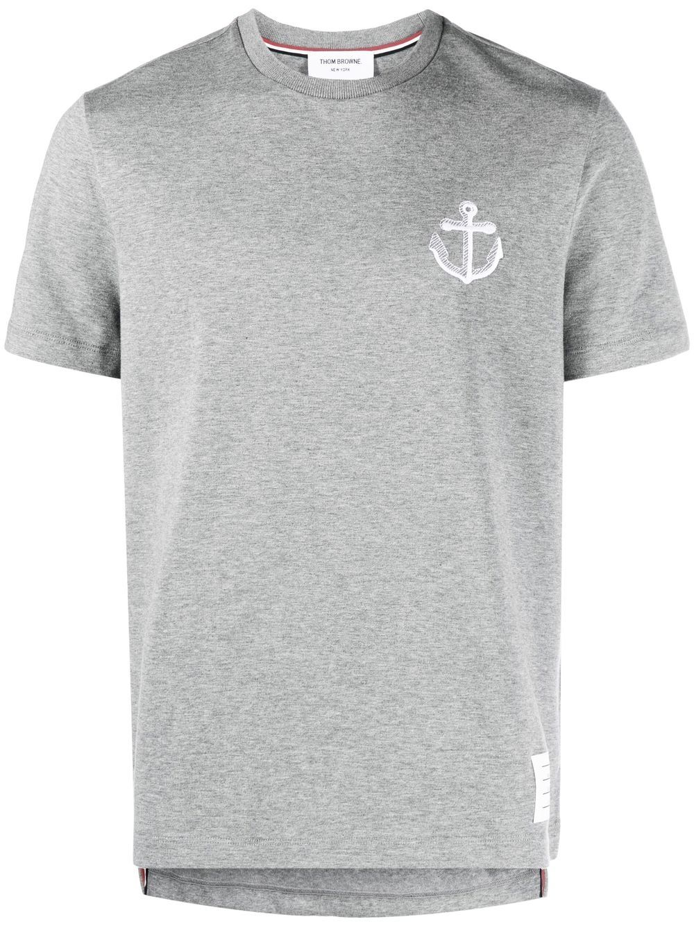 Thom Browne Anchor-embroidered cotton T-shirt - 灰色