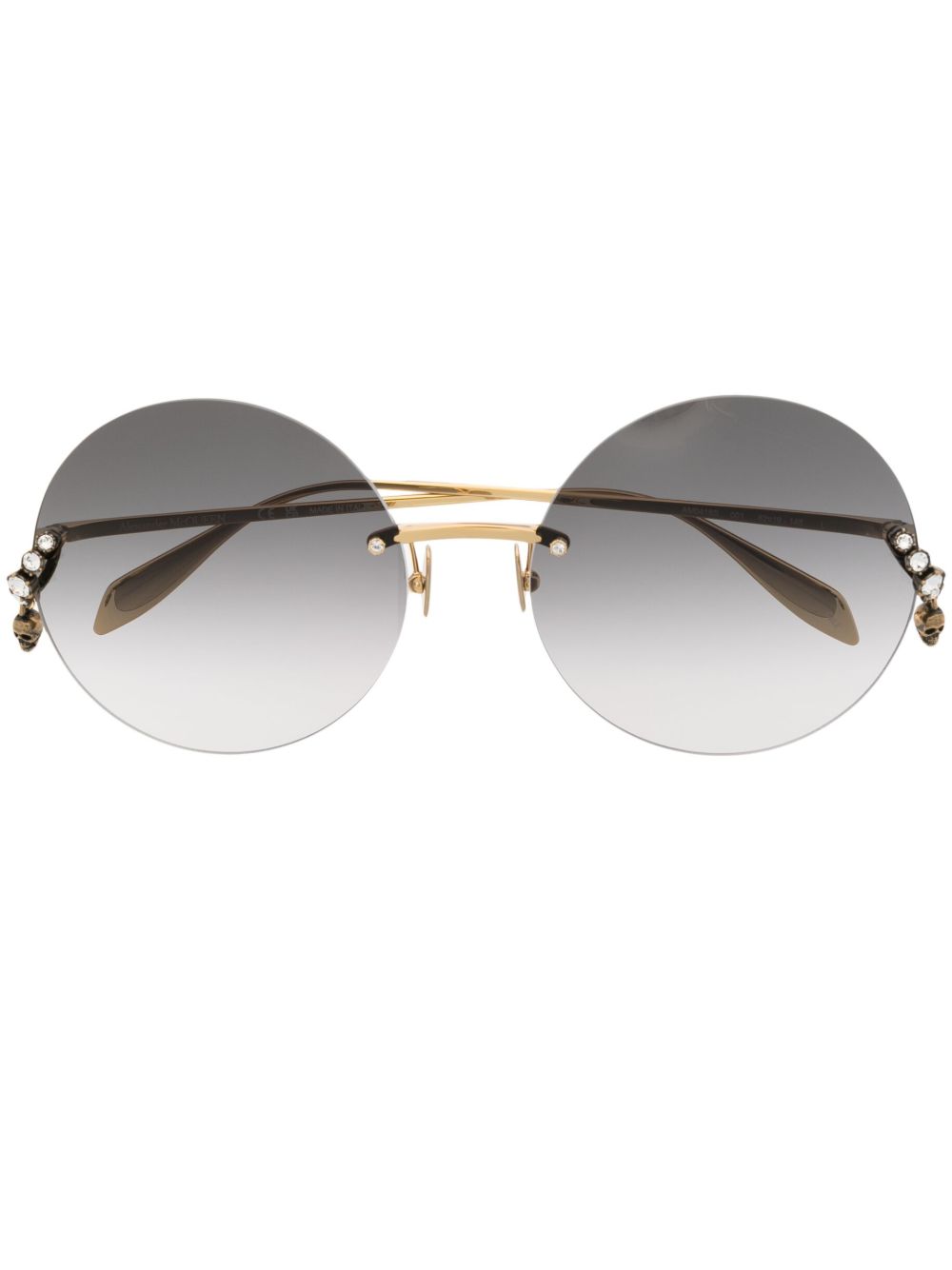 Alexander McQueen Eyewear 圆形镜框晶饰吊饰太阳眼镜 - 金色