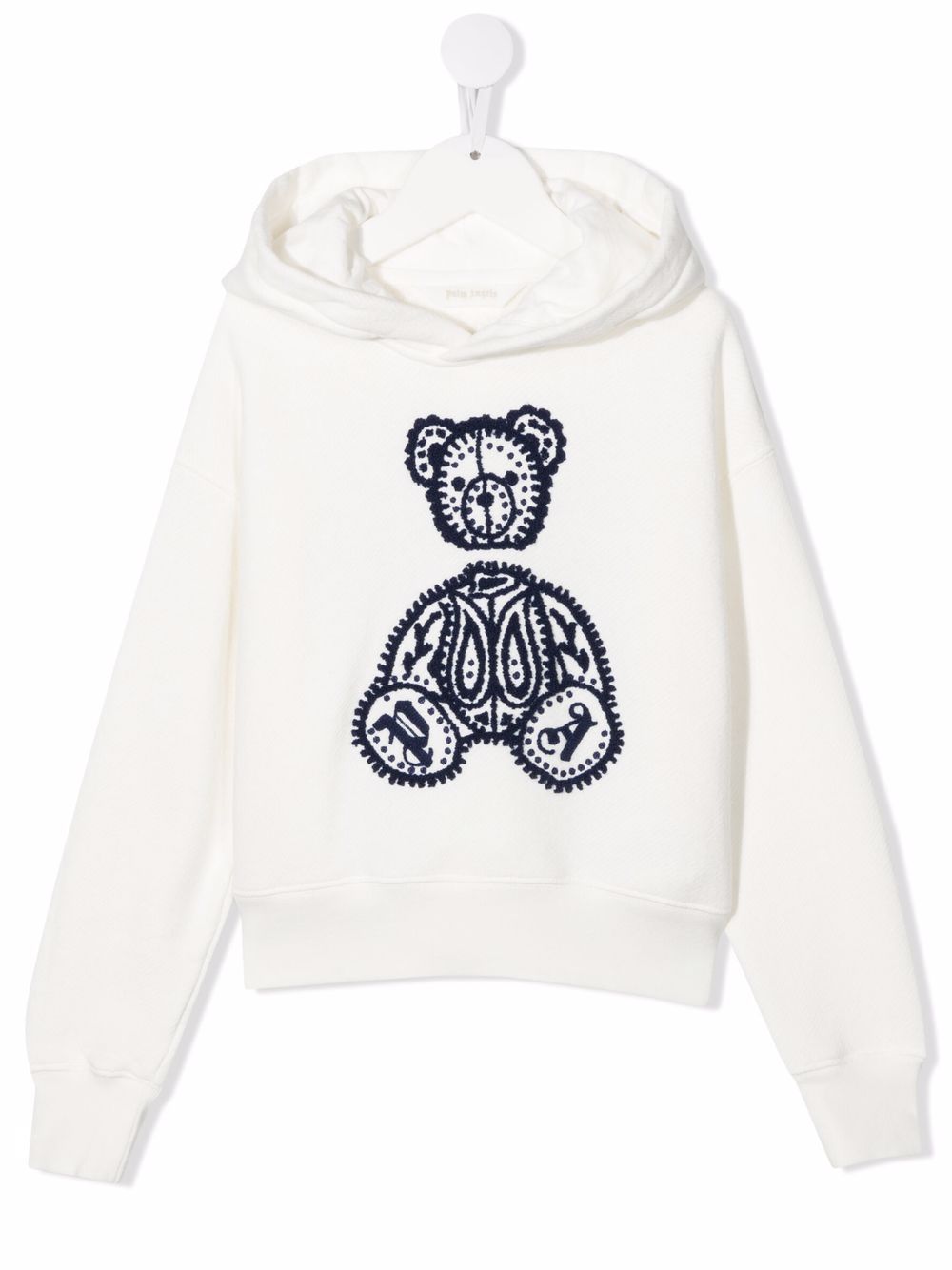 Palm Angels Kids 泰迪熊图案刺绣连帽衫 - 白色