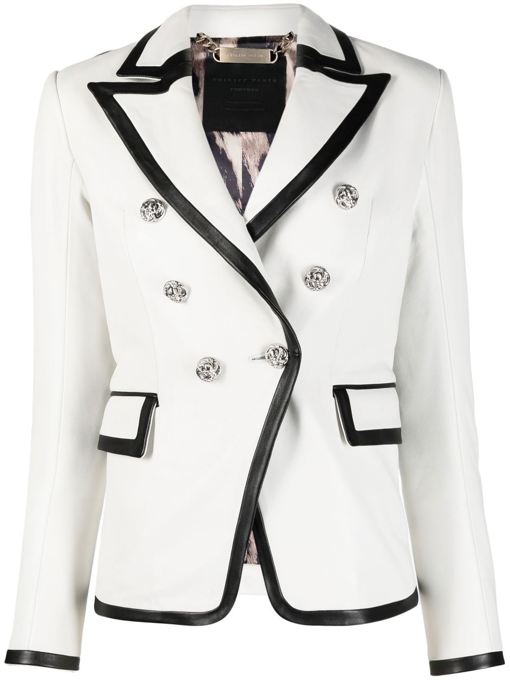 Philipp Plein 双色皮质西装夹克 - 白色