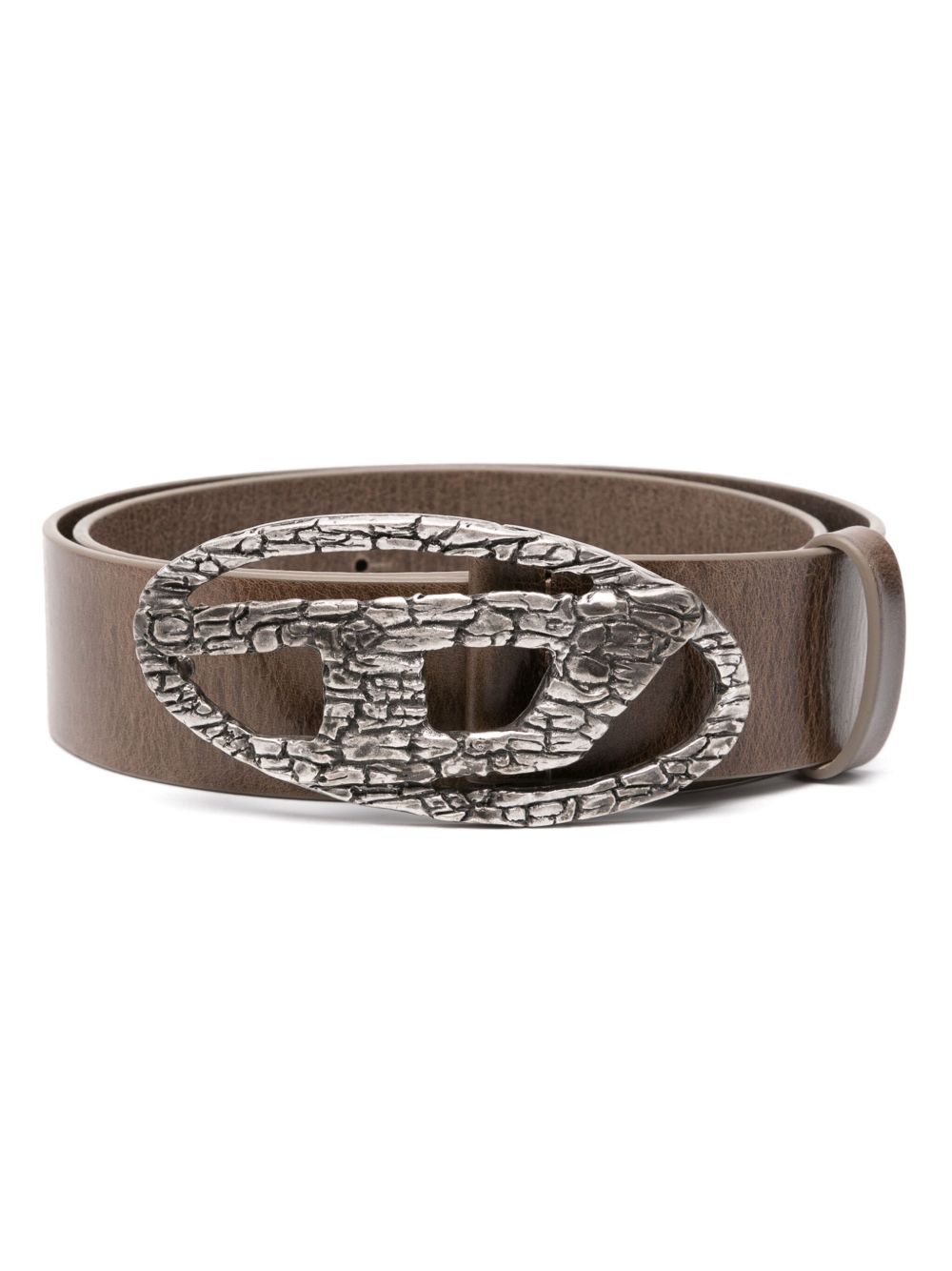 Diesel logo扣环腰带 - 褐色