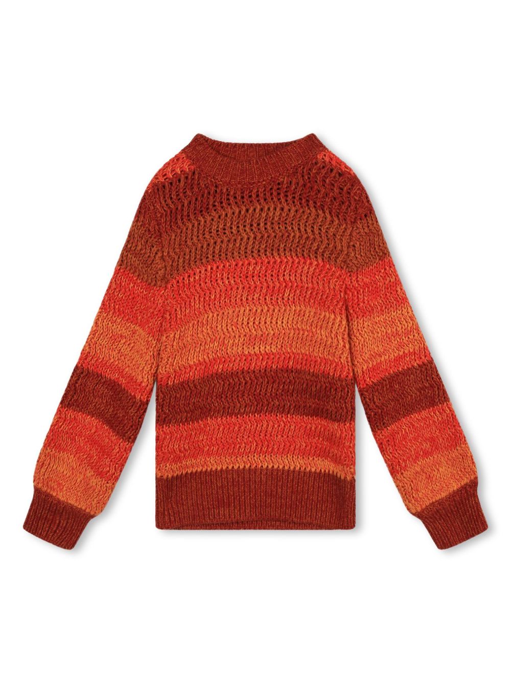 Chloé Kids logo刺绣条纹图案毛衣 - 红色