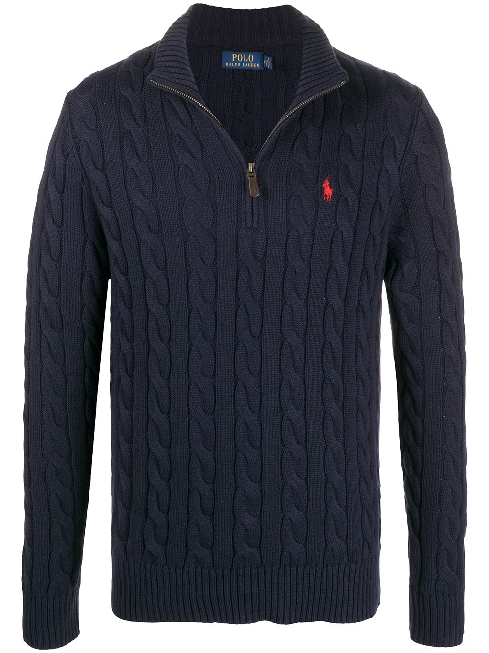 Polo Ralph Lauren 粗绞花针织拉链领毛衣 - 蓝色