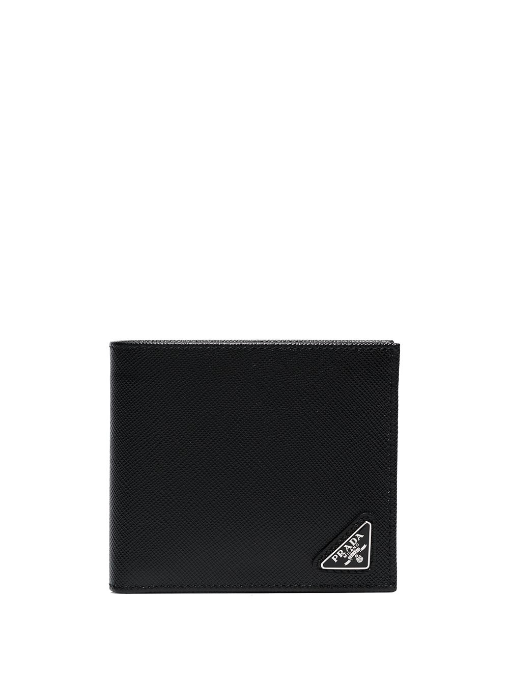 Prada 三角形logo对折钱包 - 黑色
