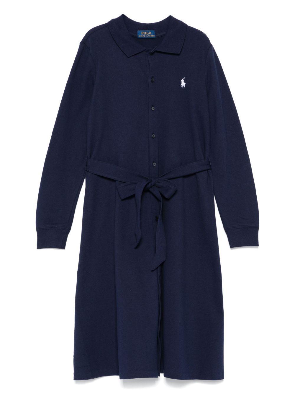 POLO RALPH LAUREN KIDS 珠地布polo领连衣裙 - 蓝色