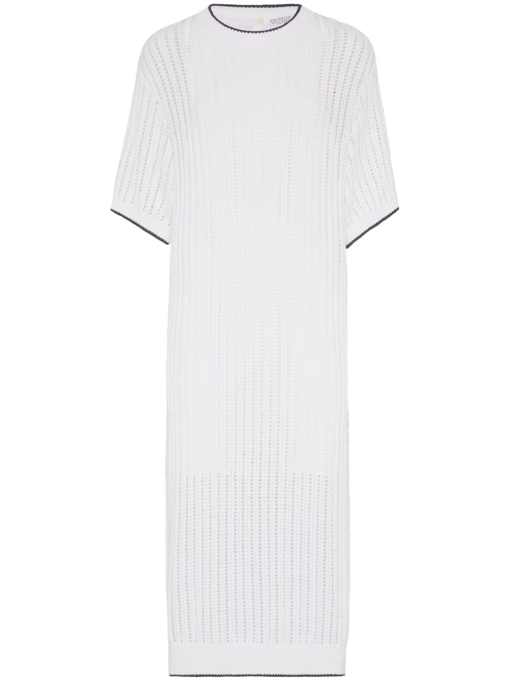 Brunello Cucinelli Monili 缀饰针织连衣裙 - 白色