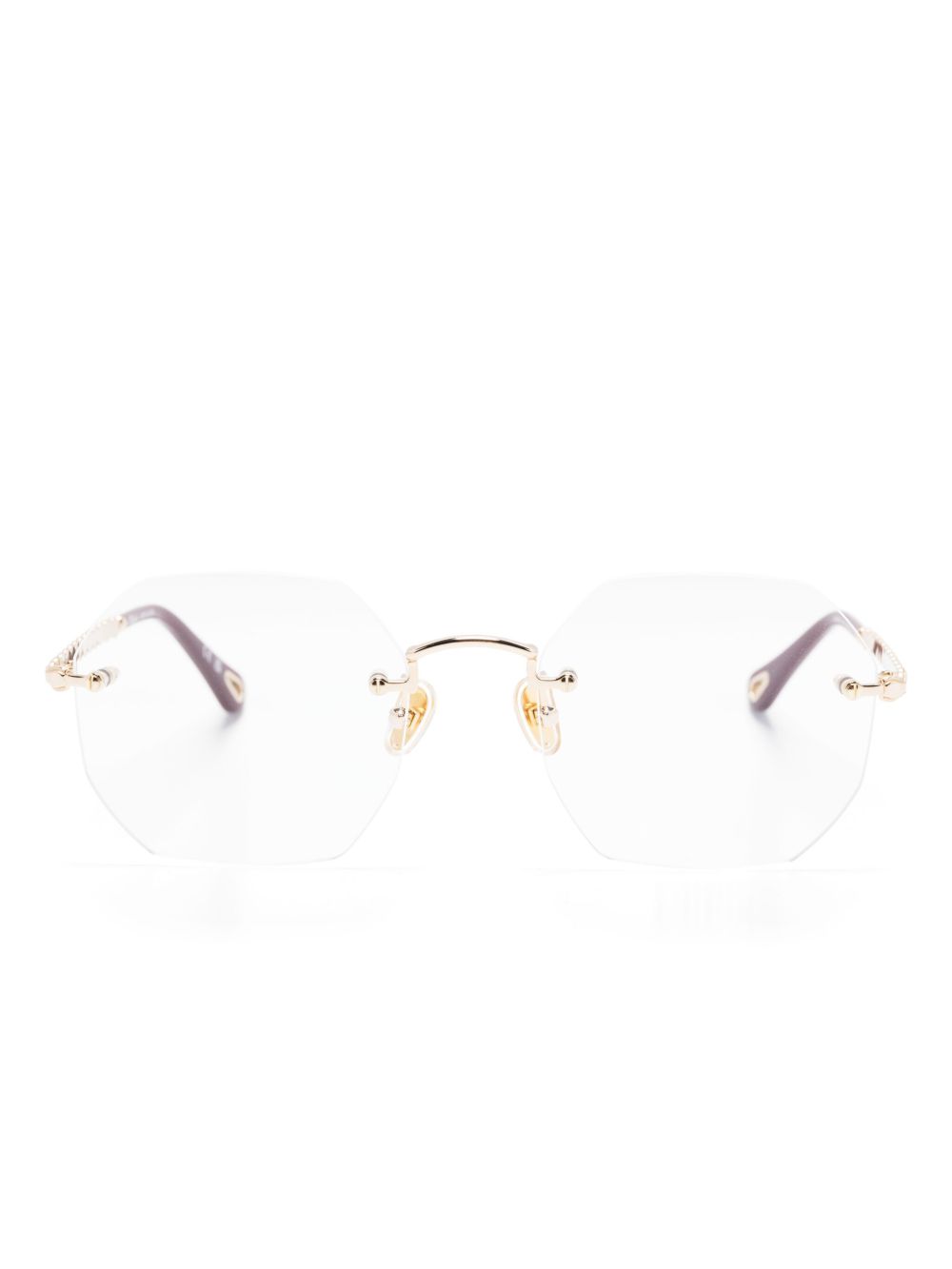 Chloé Eyewear 几何形镜片眼镜 - 金色