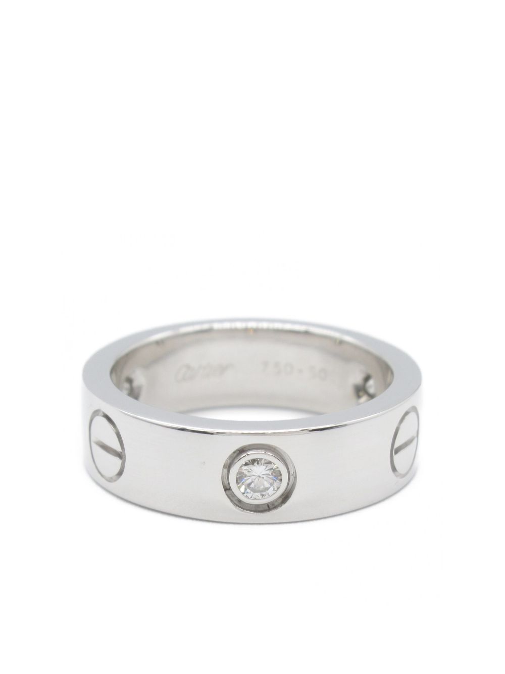 Cartier 18K白金 Love 钻石戒指（2010年代典藏款） - 银色