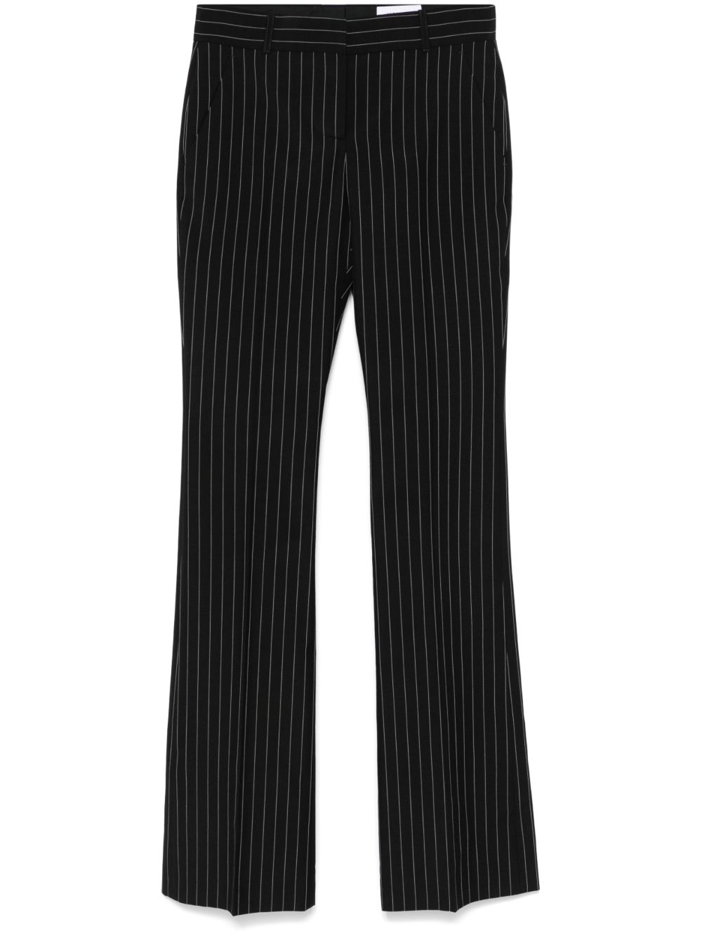 Alexander McQueen 细条纹直筒长裤 - 黑色
