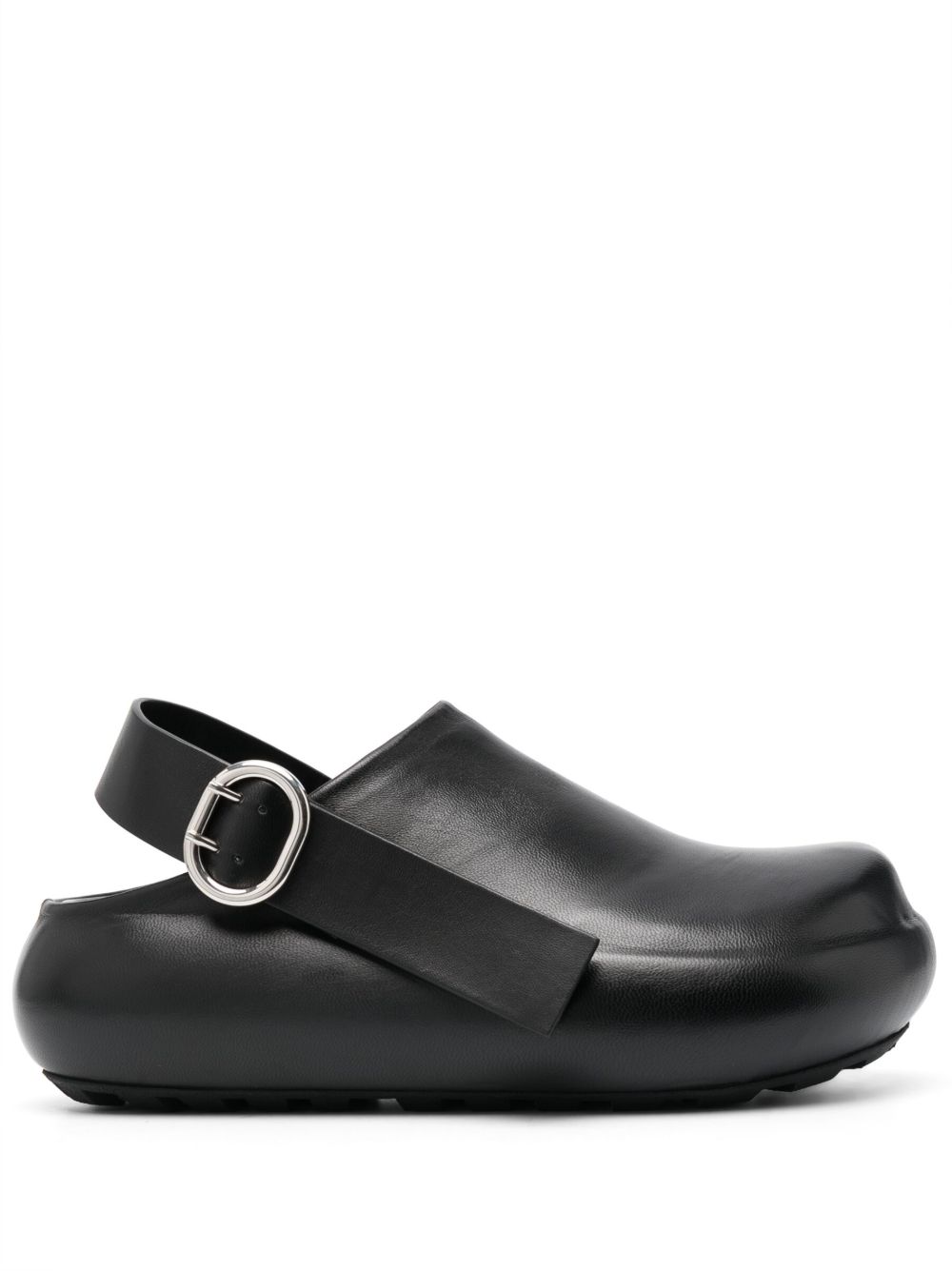 Jil Sander 裹踝皮质木屐凉鞋 - 黑色