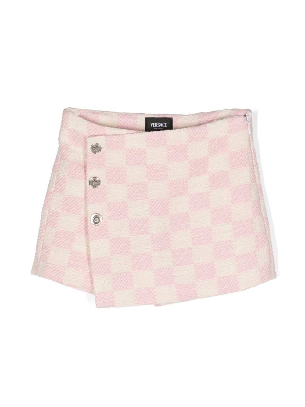Versace Kids Damier 粗花呢短裤 - 粉色