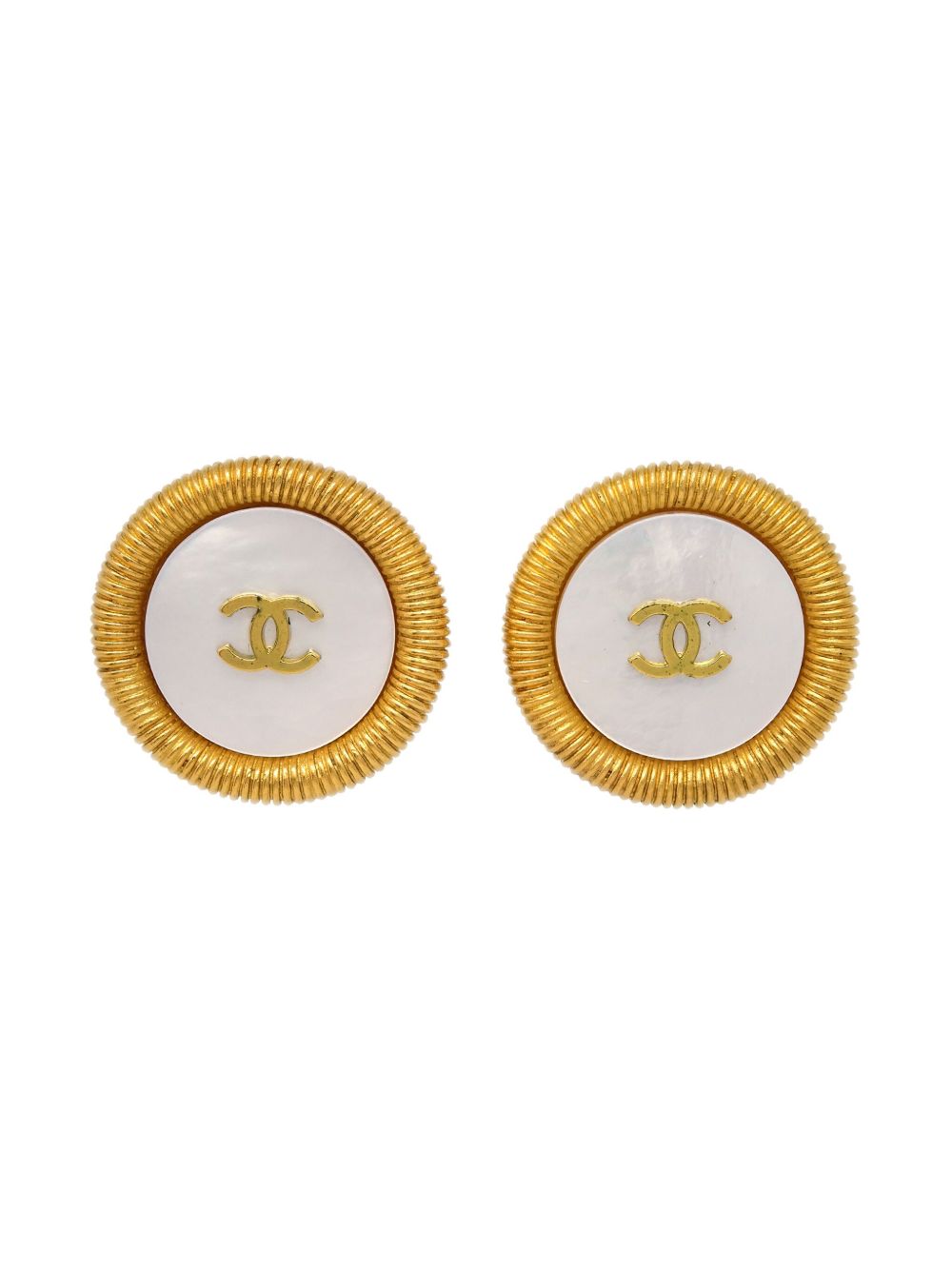 CHANEL Pre-Owned CC 纽扣夹扣式耳环（1995年典藏款） - 金色