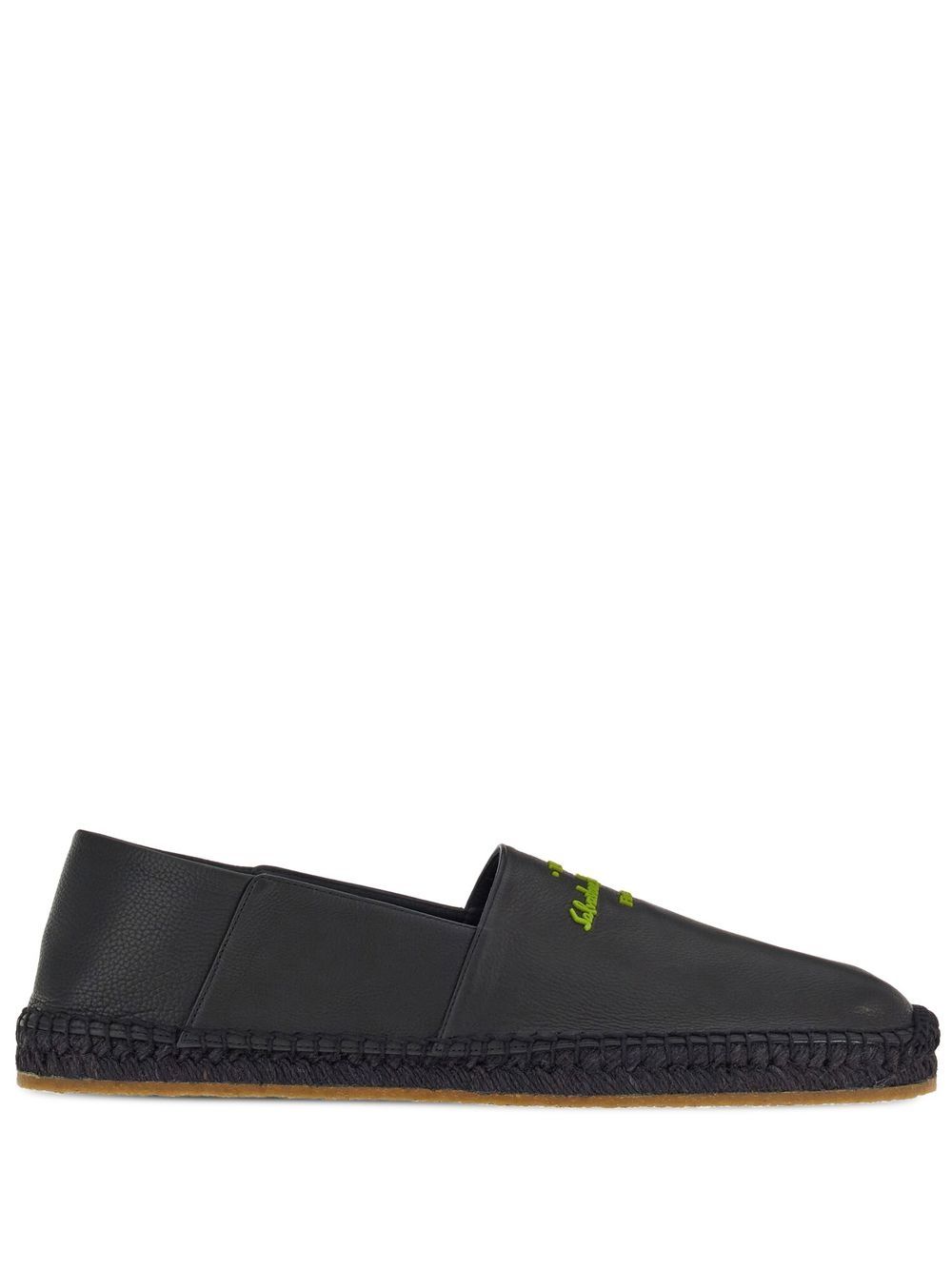 Ferragamo 柔软皮质草编鞋 - 黑色
