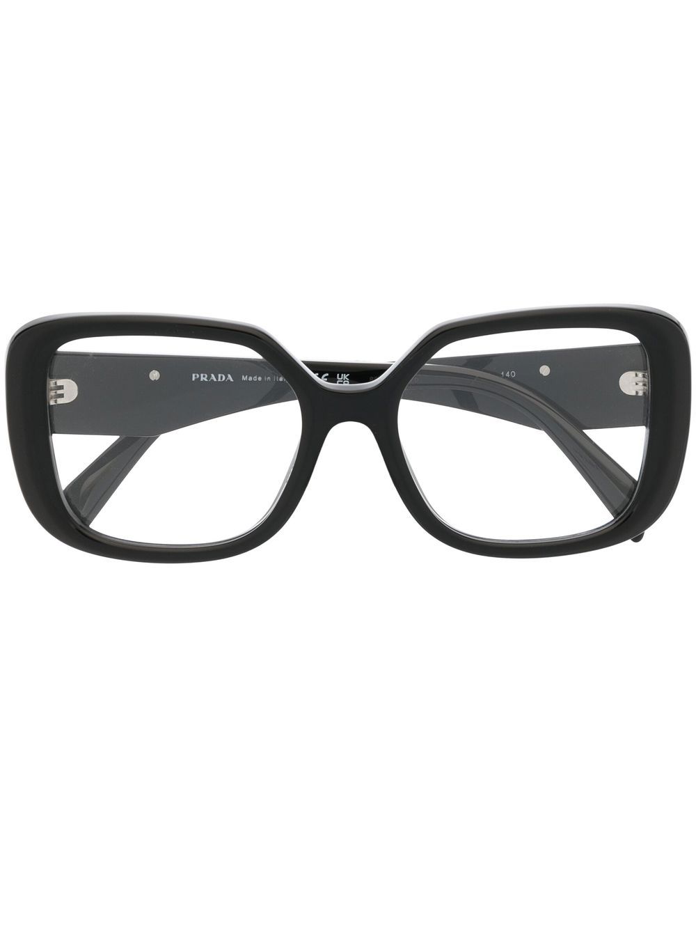 Prada Eyewear 三角形logo标牌方形镜框眼镜 - 黑色