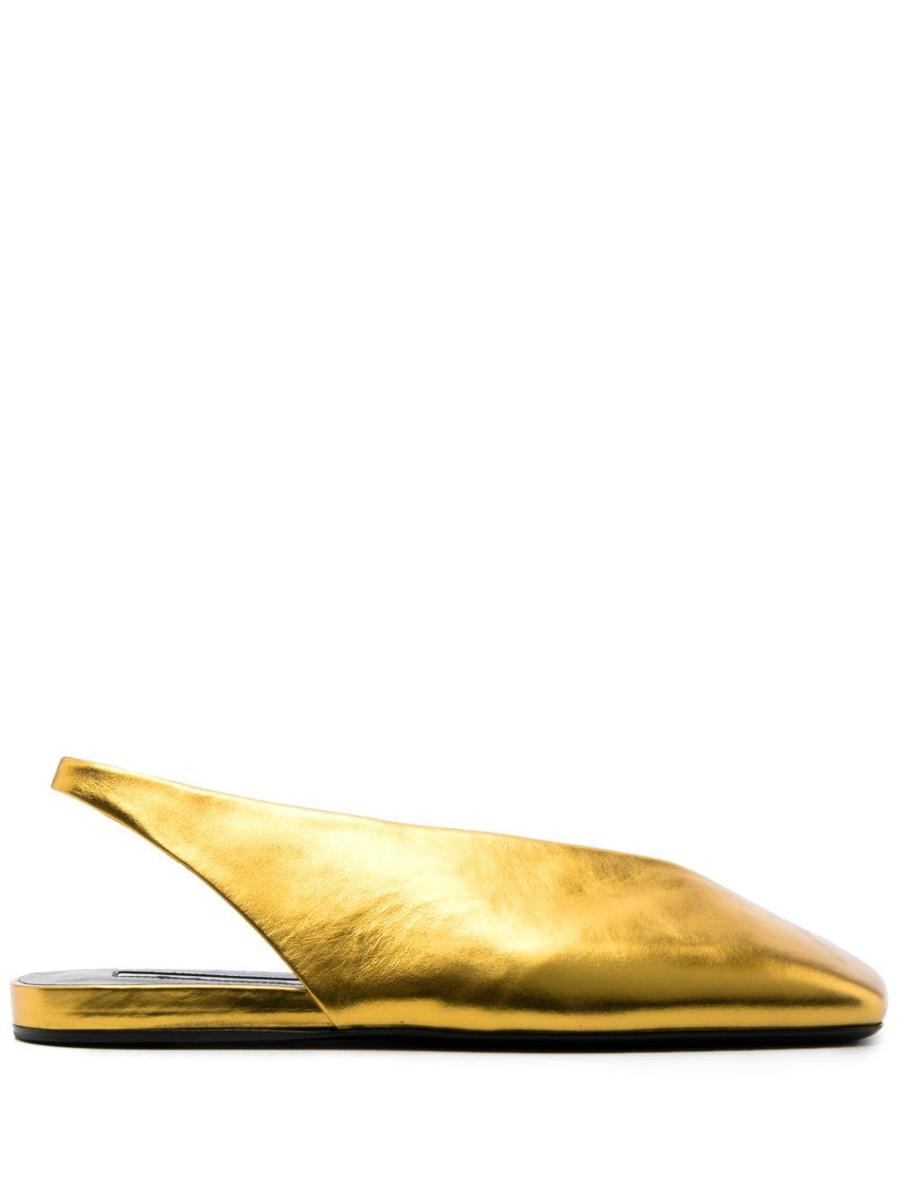 Jil Sander 方头金属感芭蕾平底鞋 - 金色