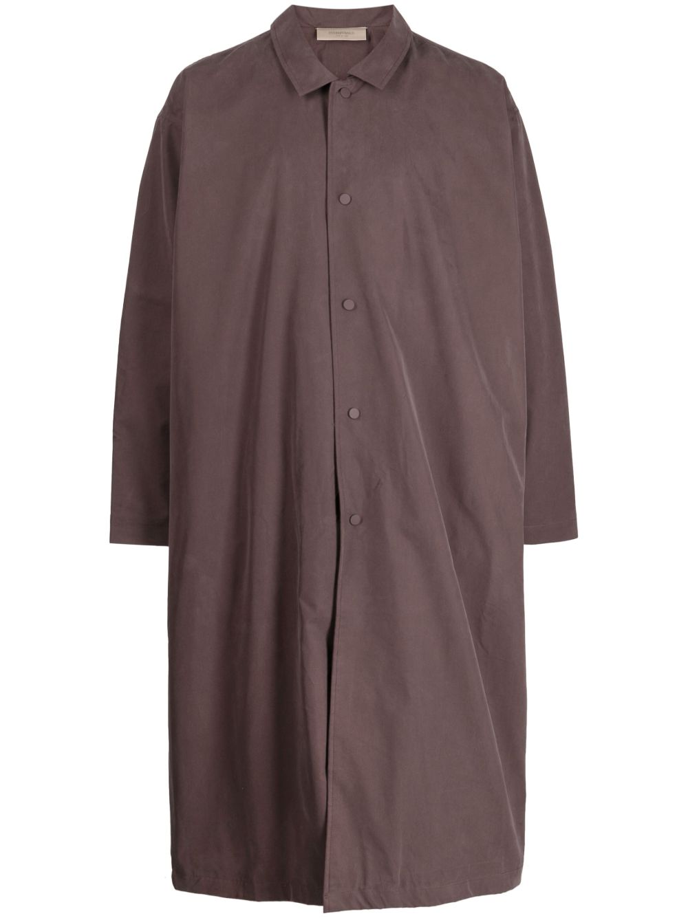 FEAR OF GOD ESSENTIALS 斜纹布编织单排扣大衣 - 褐色